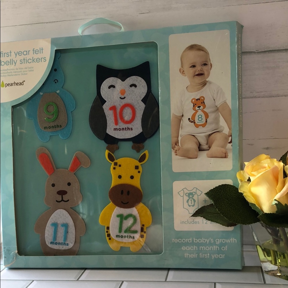 Pearhead First Year Felt Belly Stickers - Animal Month Milestone Set